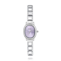 Sleek Oval Watch with Pastel Face Options — Soft Colour Italian Charm Watch Bracelet