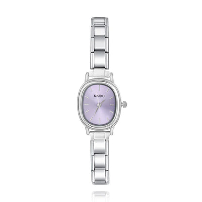 Sleek Oval Watch with Pastel Face Options — Soft Colour Italian Charm Watch Bracelet