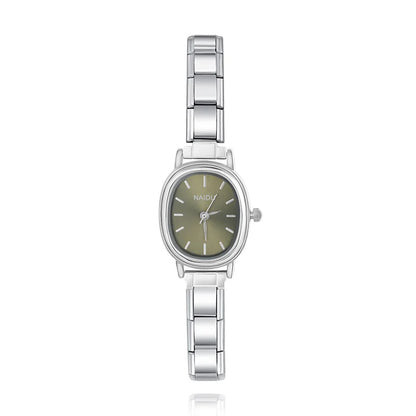 Sleek Oval Watch with Pastel Face Options — Soft Colour Italian Charm Watch Bracelet