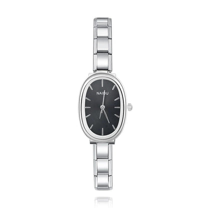 Sleek Oval Watch with Simple Lines — Modern Minimalist Italian Charm Watch Bracelet
