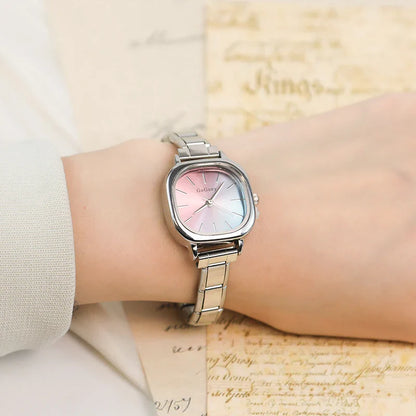 Colourful Square Cushion Case Customisable Italian Charm Watch — Pastel Cushion Watch Bracelet