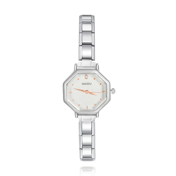 Geometric Octagon Italian Charm Watch — Bold Eight-Sided Watch Bracelet