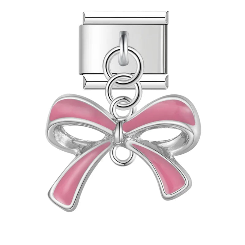 colorful Bowknot dangle charms silver&gold
