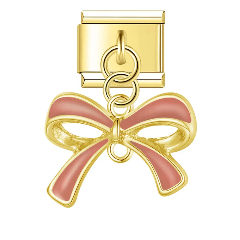 colorful Bowknot dangle charms silver&gold