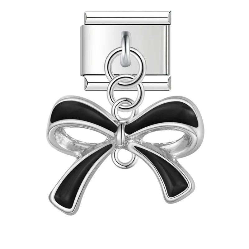 colorful Bowknot dangle charms silver&gold
