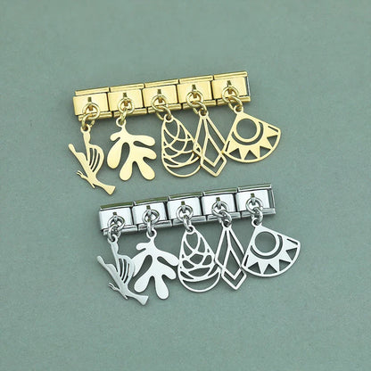 Modern Art Cutout Dangle Charms in Silver & Gold