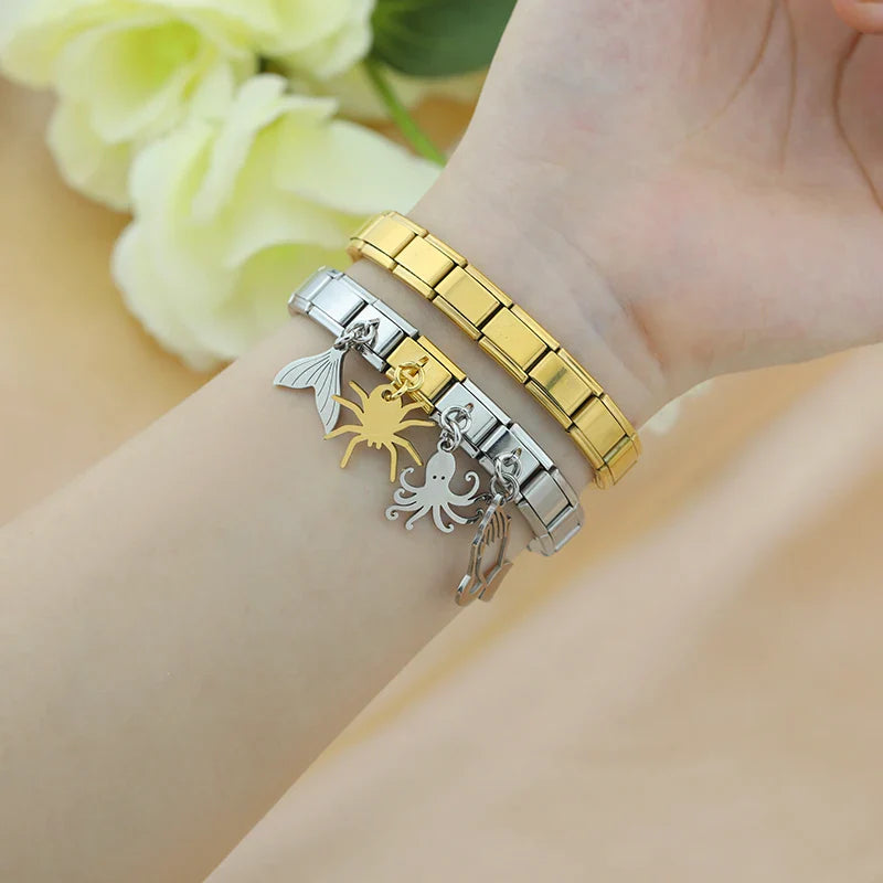 Spider Octopus silver&gold dangle charms