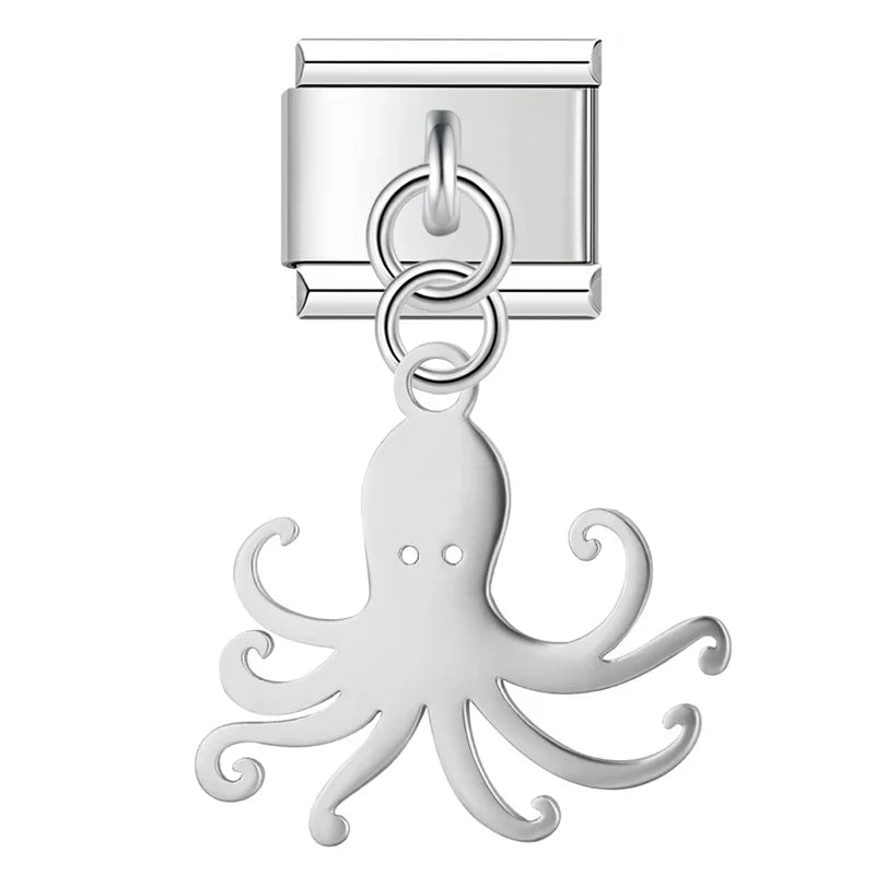 Spider Octopus silver&gold dangle charms