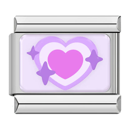 Trendy Lavender & Purple Icon Italian Charms — Purple Enamel Floral & Icon Bracelet Links