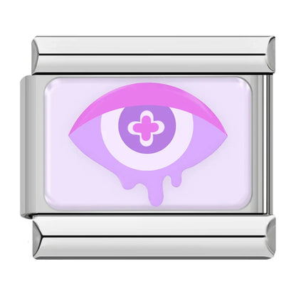 Trendy Lavender & Purple Icon Italian Charms — Purple Enamel Floral & Icon Bracelet Links