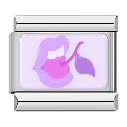 Trendy Lavender & Purple Icon Italian Charms — Purple Enamel Floral & Icon Bracelet Links