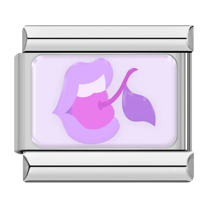 Trendy Lavender & Purple Icon Italian Charms — Purple Enamel Floral & Icon Bracelet Links