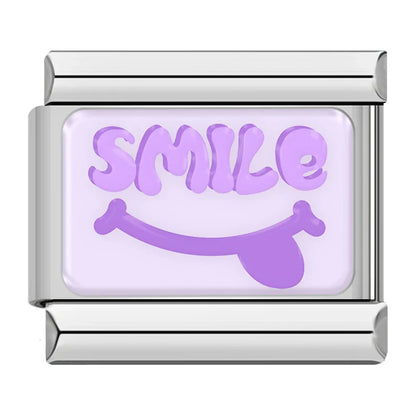 Trendy Lavender & Purple Icon Italian Charms — Purple Enamel Floral & Icon Bracelet Links
