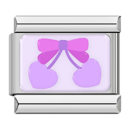 Trendy Lavender & Purple Icon Italian Charms — Purple Enamel Floral & Icon Bracelet Links
