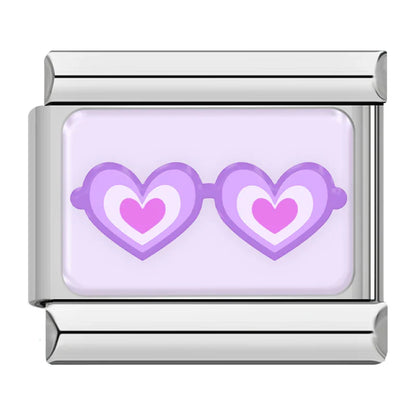 Trendy Lavender & Purple Icon Italian Charms — Purple Enamel Floral & Icon Bracelet Links