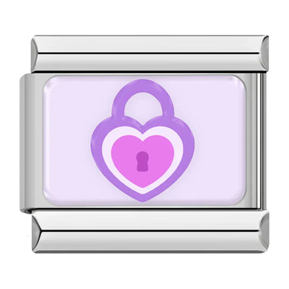 Trendy Lavender & Purple Icon Italian Charms — Purple Enamel Floral & Icon Bracelet Links