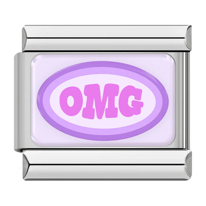 Trendy Lavender & Purple Icon Italian Charms — Purple Enamel Floral & Icon Bracelet Links