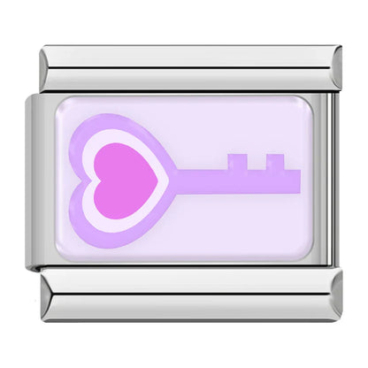 Trendy Lavender & Purple Icon Italian Charms — Purple Enamel Floral & Icon Bracelet Links