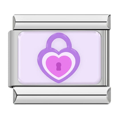 Trendy Lavender & Purple Icon Italian Charms — Purple Enamel Floral & Icon Bracelet Links