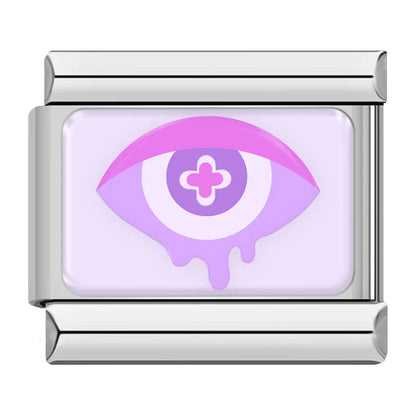 Trendy Lavender & Purple Icon Italian Charms — Purple Enamel Floral & Icon Bracelet Links