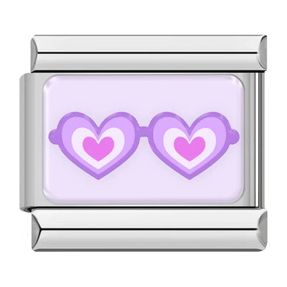 Trendy Lavender & Purple Icon Italian Charms — Purple Enamel Floral & Icon Bracelet Links