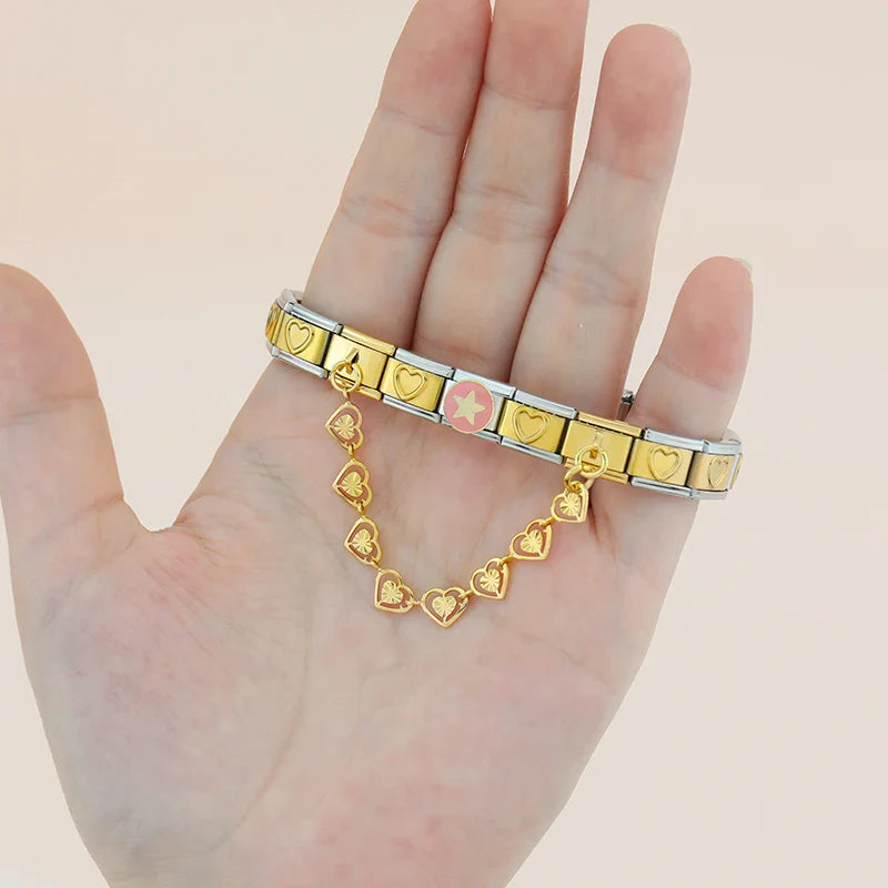 gold and silver Heart Butterfly Chain DJ1378