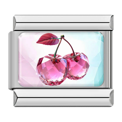 Sparkling Pink Gemstone & Crystal Aesthetic Italian Charms — CZ Stone Bracelet Links
