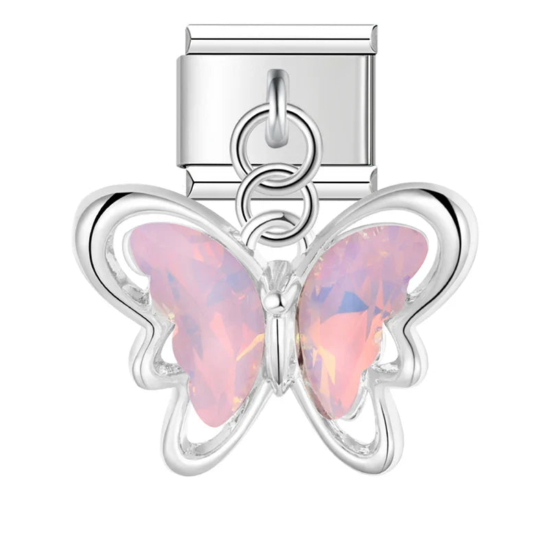 colorful Butterfly dangle charms silver