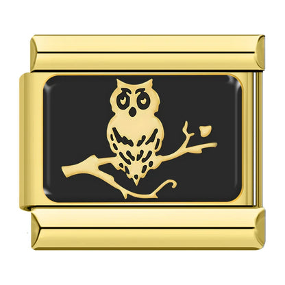 Gold & Black Spooky Halloween Italian Charms — Witch, Pumpkin, Ghost, Skull & Spider Web Links