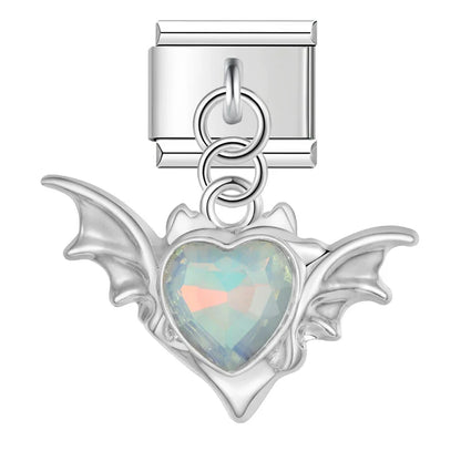 The Gothic Winged Crystal Heart Dangle Charm