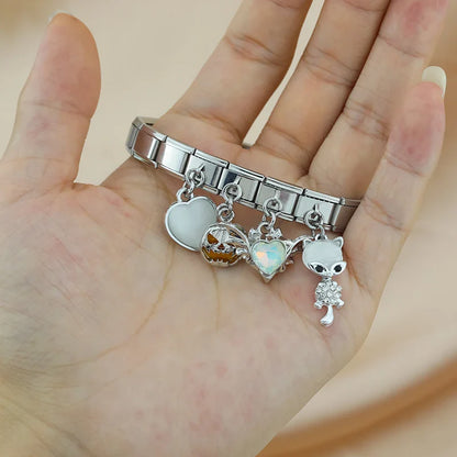 The Gothic Winged Crystal Heart Dangle Charm