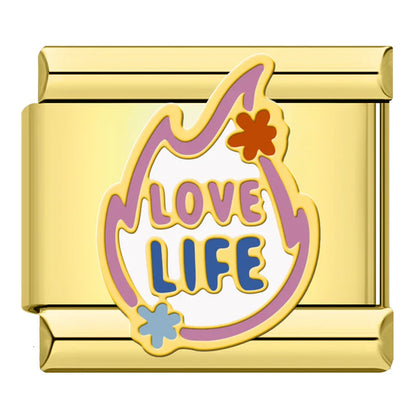 Gold Daily Excellence & Affirmation Italian Charms — Cherish, Luck, Excellent, Love Life & More