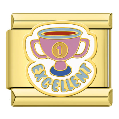 Gold Daily Excellence & Affirmation Italian Charms — Cherish, Luck, Excellent, Love Life & More
