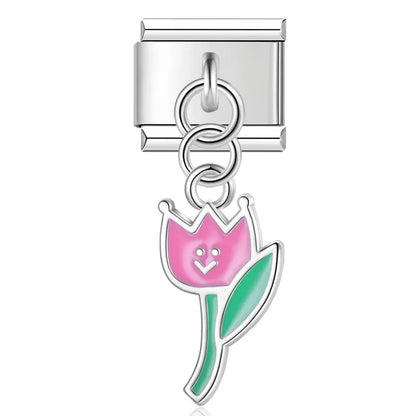 Elegant Silver Dangle Italian Charms — Racing Flag, Fairy, Christmas & Dress Drop Pendants