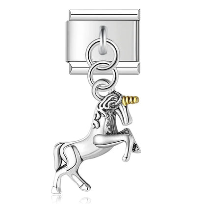 Elegant Silver Dangle Italian Charms — Racing Flag, Fairy, Christmas & Dress Drop Pendants