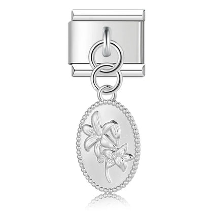 Elegant Silver Dangle Italian Charms — Racing Flag, Fairy, Christmas & Dress Drop Pendants