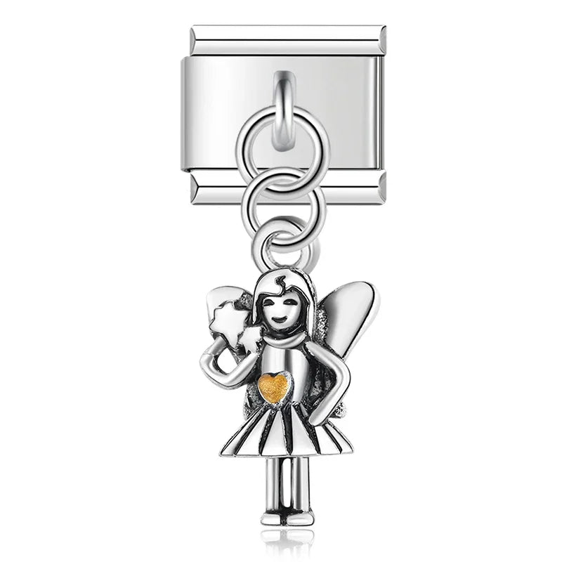 elegant silver dangle charms