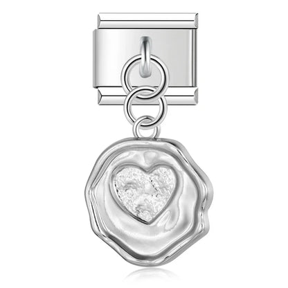Elegant Silver Dangle Italian Charms — Racing Flag, Fairy, Christmas & Dress Drop Pendants