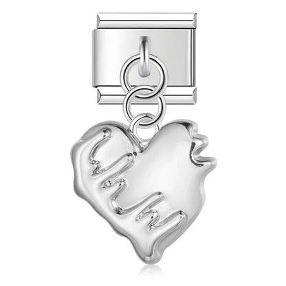 Elegant Silver Dangle Italian Charms — Racing Flag, Fairy, Christmas & Dress Drop Pendants