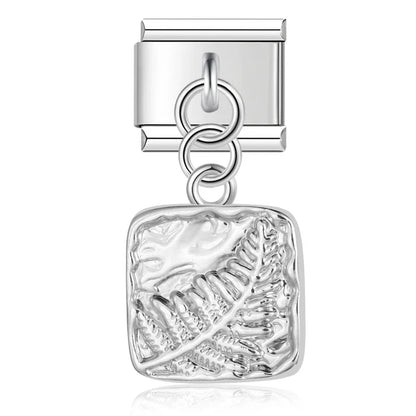 Elegant Silver Dangle Italian Charms — Racing Flag, Fairy, Christmas & Dress Drop Pendants