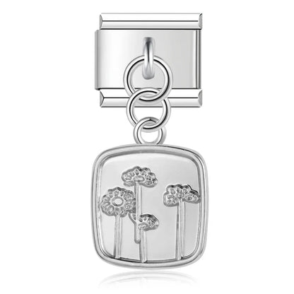 Elegant Silver Dangle Italian Charms — Racing Flag, Fairy, Christmas & Dress Drop Pendants