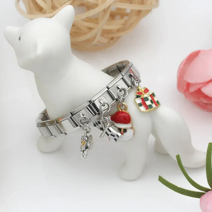 Elegant Silver Dangle Italian Charms — Racing Flag, Fairy, Christmas & Dress Drop Pendants