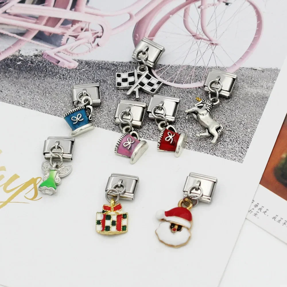 elegant silver dangle charms