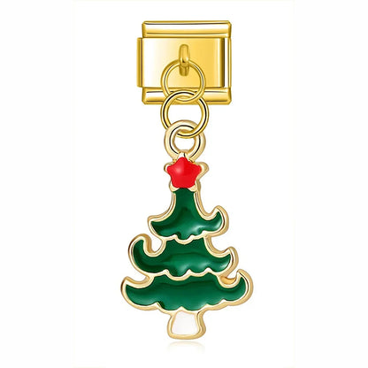 Christmas themed :Tree Snowman Deer Santa Claus silver&gold