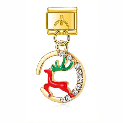 Christmas themed :Tree Snowman Deer Santa Claus silver&gold