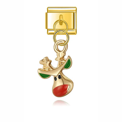 Christmas themed :Tree Snowman Deer Santa Claus silver&gold
