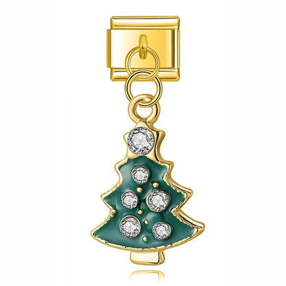Christmas themed :Tree Snowman Deer Santa Claus silver&gold