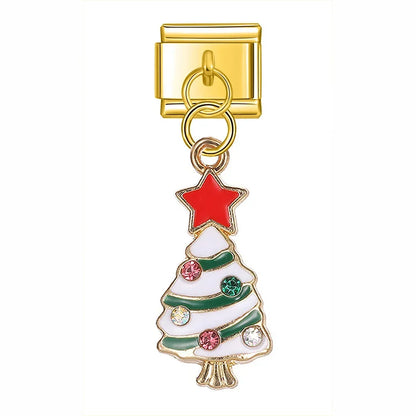 Christmas themed :Tree Snowman Deer Santa Claus silver&gold