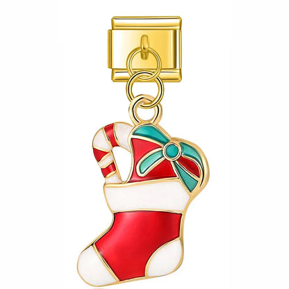 Christmas themed :Tree Snowman Deer Santa Claus silver&gold