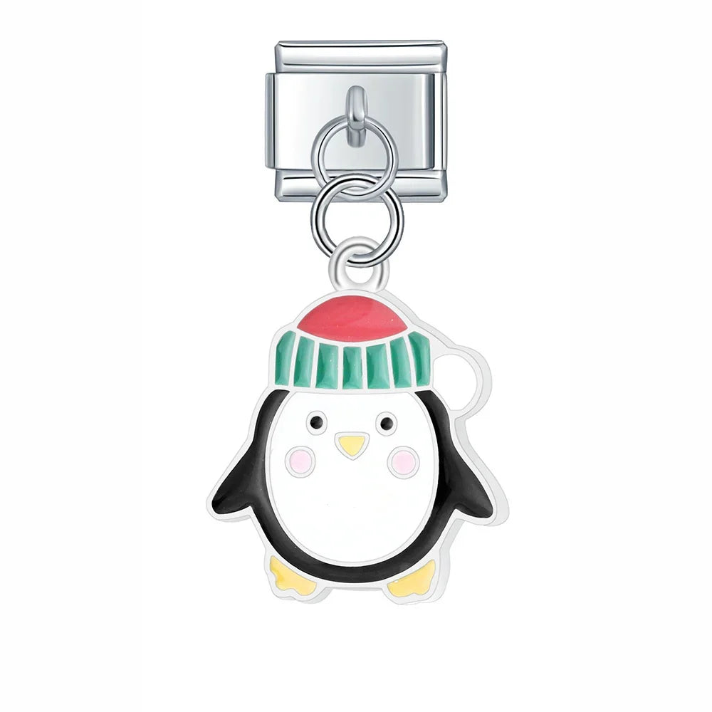 snow themed italian charms `